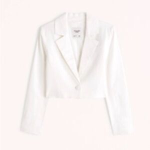 Abercrombie Cropped Linen-Blend Blazer NWOT